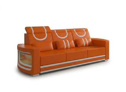 3-Sitzer Sofa Orange Weiß Modern Wohnzimmer Couch Design Möbel Luxus *