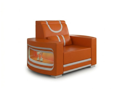 Sessel Orange Weiß Modern Wohnzimmer Lounge Design Möbel Elegant Sofa *