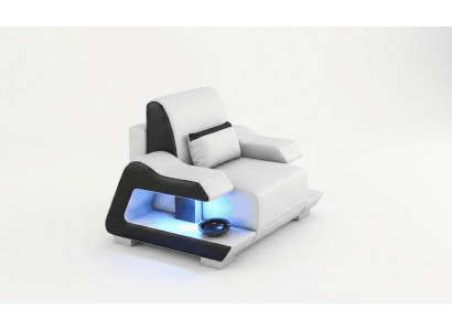 Sessel Modern Weiß Schwarz LED Premium Sessel Relaxsessel Komfort *