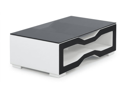Couchtisch Modern Schwarz Weiß Hochglanz Elegant Wohnzimmertisch Top *