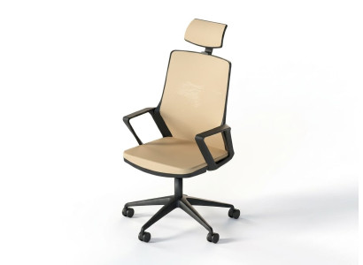 Stuhl Beige Höhenverstellbar Drehmechanismus Verstellbare Kopfstütze