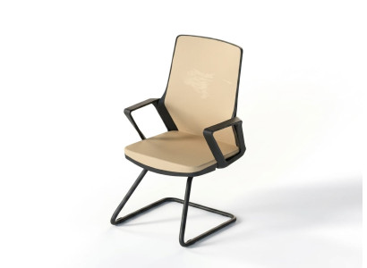 Stuhl Beige Robust Metallgestell Modern Minimalistisch Konferenzstuhl