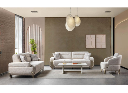 Sofa Sessel Couchtisch weiß modern neu rechteckig gepolstert Textil