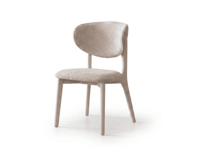 Moderner Esszimmerstühl Beige Bouclé Polsterstühl Holz-Optik Elegant