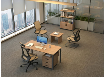 Büroset Beige Robust Metallgestell Modern Minimalistisch
