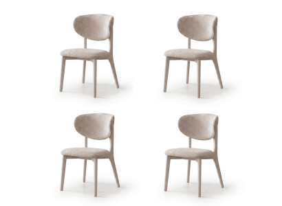 Design Stühle Set Luxus Polsterstuhl Beige Modern Bouclé Küchenstuhl