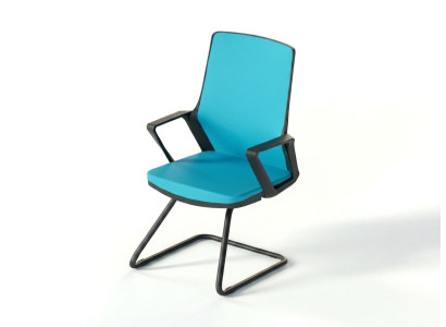 Stuhl Blau Robust Metallgestell Modern Minimalistisch Konferenzstuhl
