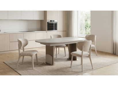 Elegante Esszimmer Set Beige Oval Ausziehbar Esstisch 4 Stühle
