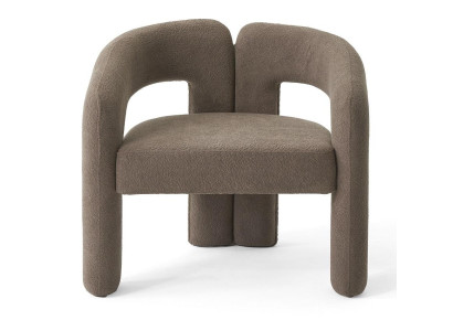 Sessel Moderne Design Braun Stoff Rund Skulptural Weich Zeitlos Edel