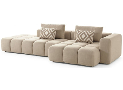 Ecksofa L Form Beige Stoffbezug Modern Fließende komfortabel