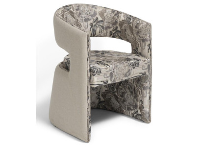 Stuhl Design Modern Grau Stoff Floral Ausdrucksstark Komfort Fokus