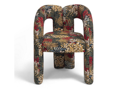 Stuhl Design Tropisch Muster Stoff Bunt Skulptural Monolithisch Stark