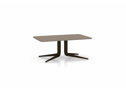 Moderner Design Couchtisch Beige Braun Metall Gestell Modern