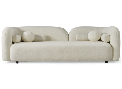 3-Sitzer Sofa Weiß Modern Stoffbezug Wohnzimmer bequem