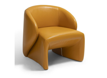 Sessel Design Modern Orange Leder Skulptural Monolithisch Komfort Stil