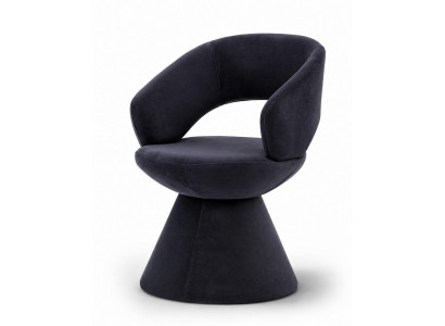 Stuhl Design Schwarz Stoff Velours Skulptural Rund Modern Elegant
