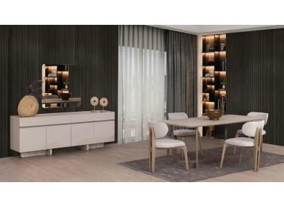 Esszimmer set Esstisch Esszimmerstühle Sideboard Modern Beige Design
