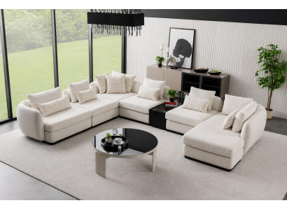 Weißes Ecksofa in U-Form mit modernem Design und hohem Komfort