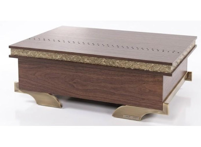 Holz Couchtisch Messingkante Beinen Modernen Stil Braun