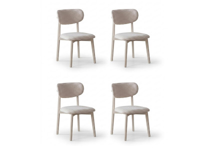 Premium Polsterstuhl Set Beige Modern Bouclé Esszimmer Küchenstuhl