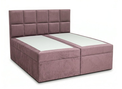 Modernes rosa Boxspringbett 160×200 Bett mit gepolstertem Kopfteil und Matratze