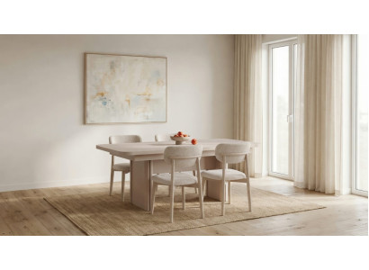 Elegante Esszimmer Set Beige Ausziehbar Modern Esstisch Stühle