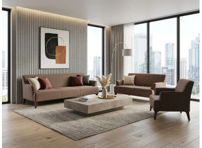 Sofa 3-Sitzer 2-Sitzer Sessel braun modern elegant funktional