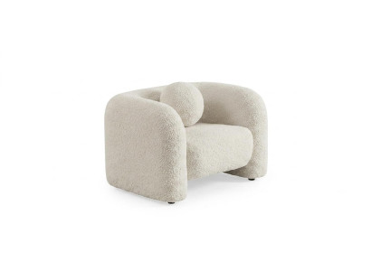 Modernes Bouclé Sessel Designer Armchair in Creme mit Rundform