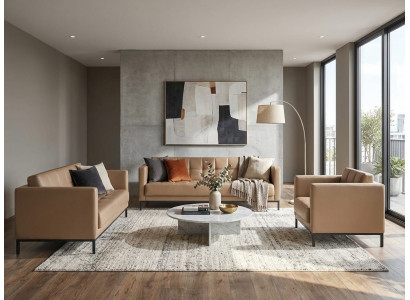Sofa 3-Sitzer 2-Sitzer Sofa Sessel braun modern elegant funktional