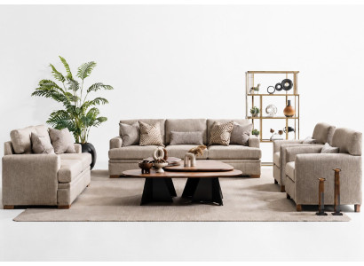 Hellbraunes Sofa set 3-Sitzer Sofa 2-Sitzer Sofa Sessel Wohnzimmer Bequem