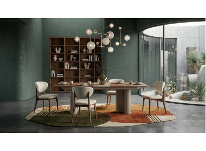Esstisch 4x Stühle Stil modern braun rechteckig erweiterbar Esszimmer