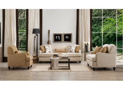 Beiges Sofa set 3-Sitzer Sofa 2-Sitzer Sofa Sessel Wohnzimmer Bequem Weich