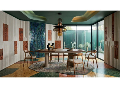 Esstisch 4x Stühle Esszimmer Stil modern braun rechteckig praktisch