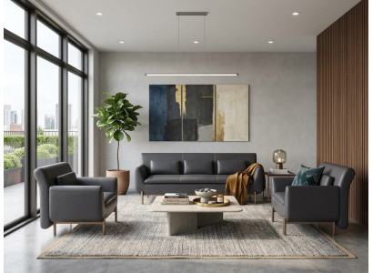 Sofa 3-Sitzer Sessel grau modern elegant funktional ergonomisch