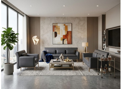 Sofa 3-Sitzer 2-Sitzer Sessel grau modern elegant funktional