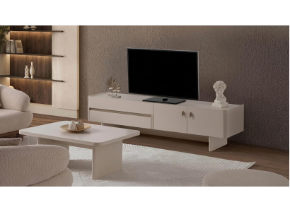 Wohnzimmer Set TV-Lowboard Couchtisch Moderner Stil Beige Funktional