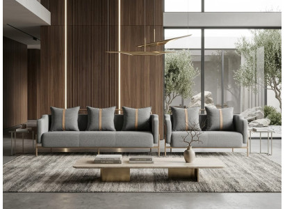 Sofa 3-Sitzer Sofa 2-Sitzer grau abnehmbare Kissen modern funktional