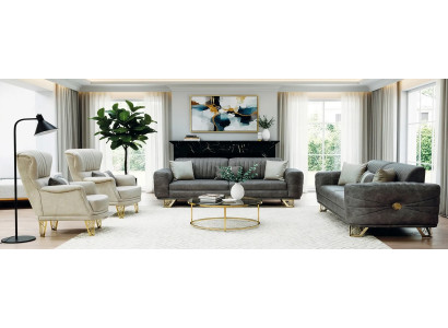 Graue Wohnzimmer Polstergarnitur Exklusive Sofas Moderne Sessel