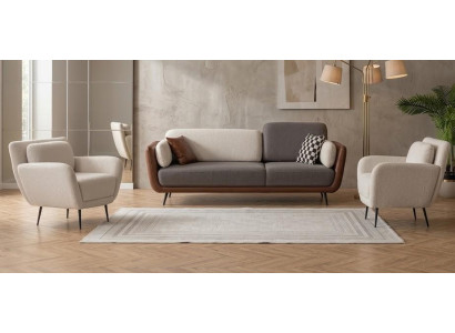 Sofa Set Sofa Sessel weich bequem schön modern weiß Grau