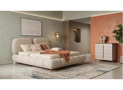 Bett Kommode Schlafzimmer Stil modern beige weich bequem komfortabel