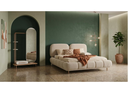 Bett Spiegel Schlafzimmer Stil modern beige weich bequem