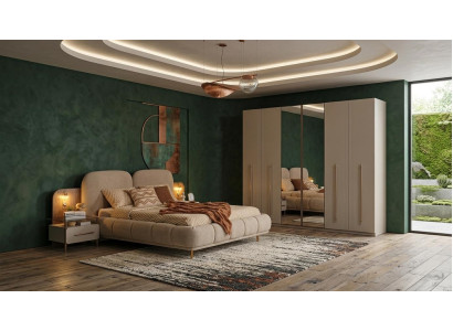 Designer Schlafzimmer Möbel Textilbett Garderobenschrank Nachttische