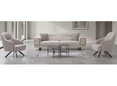 Sofa Set Sofa Sessel weich bequem schön modern beige