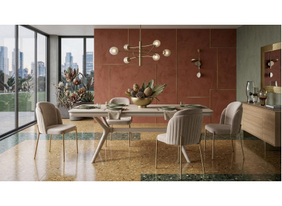 Esstisch 4x Stühle Esszimmer Stil modern weiß Ausziehbarer rechteckig