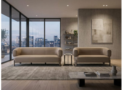 2-Sitzer-Sofa Beige Abgerundete Formen Minimalistisch