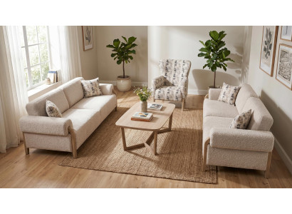 Stilvolles Wohnzimmer Set 3+3+1 Sitzer Moderner Couchtisch Design