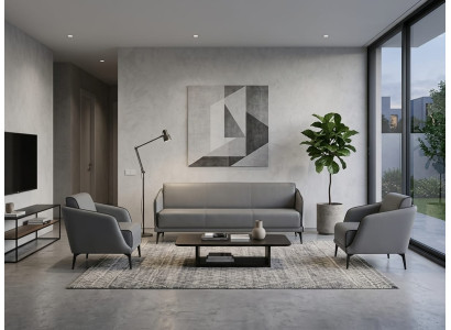 3-Sitzer Sofa Sessel modernes Grau elegant minimalistisch