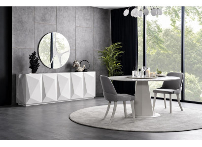 Weiß-Graues Esszimmer Set Designer Essgruppe Küchentisch Stühle