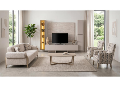 Stilvolles Wohnzimmer-Set TV-Wohnwand Couchtisch