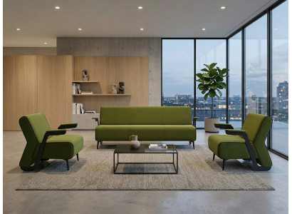 3-Sitzer-Sofa Sessel modern olivgrün elegant Leder minimalistisch